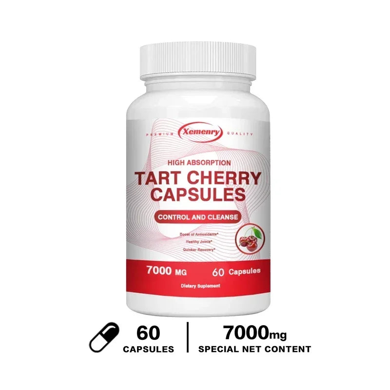 Tart Cherry Capsules - Promotes Joint Health, Relieves Pain, Promotes Natural Detoxification, Support Sleep & Joint Health