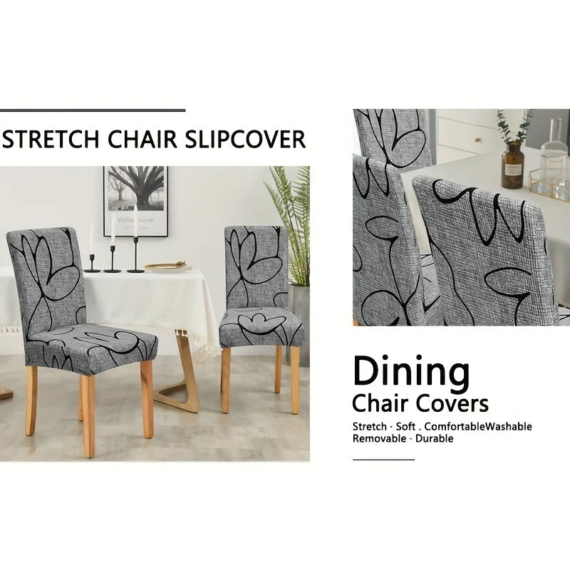 1/2/4/6pcs Dining Chair Slipcovers Stretch Geometric Printed Anti-Slip Chair Cover for Home Hotel Restaurant Banquet Living Room