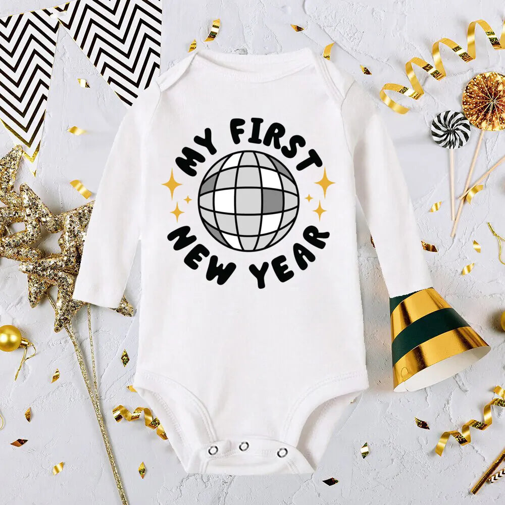 My 1st New Year Baby Boy Girl Long Sleeve Romper Fashion Casual Robe Ropa Newborn Baby Bodysuit New Year Holiday Best Gift