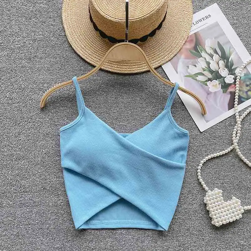  Irregular Casual Sport Camisole Women Strap Design Solid Fashion 2025 Y2K Elegant Ladies Chic Slim Tank Tops