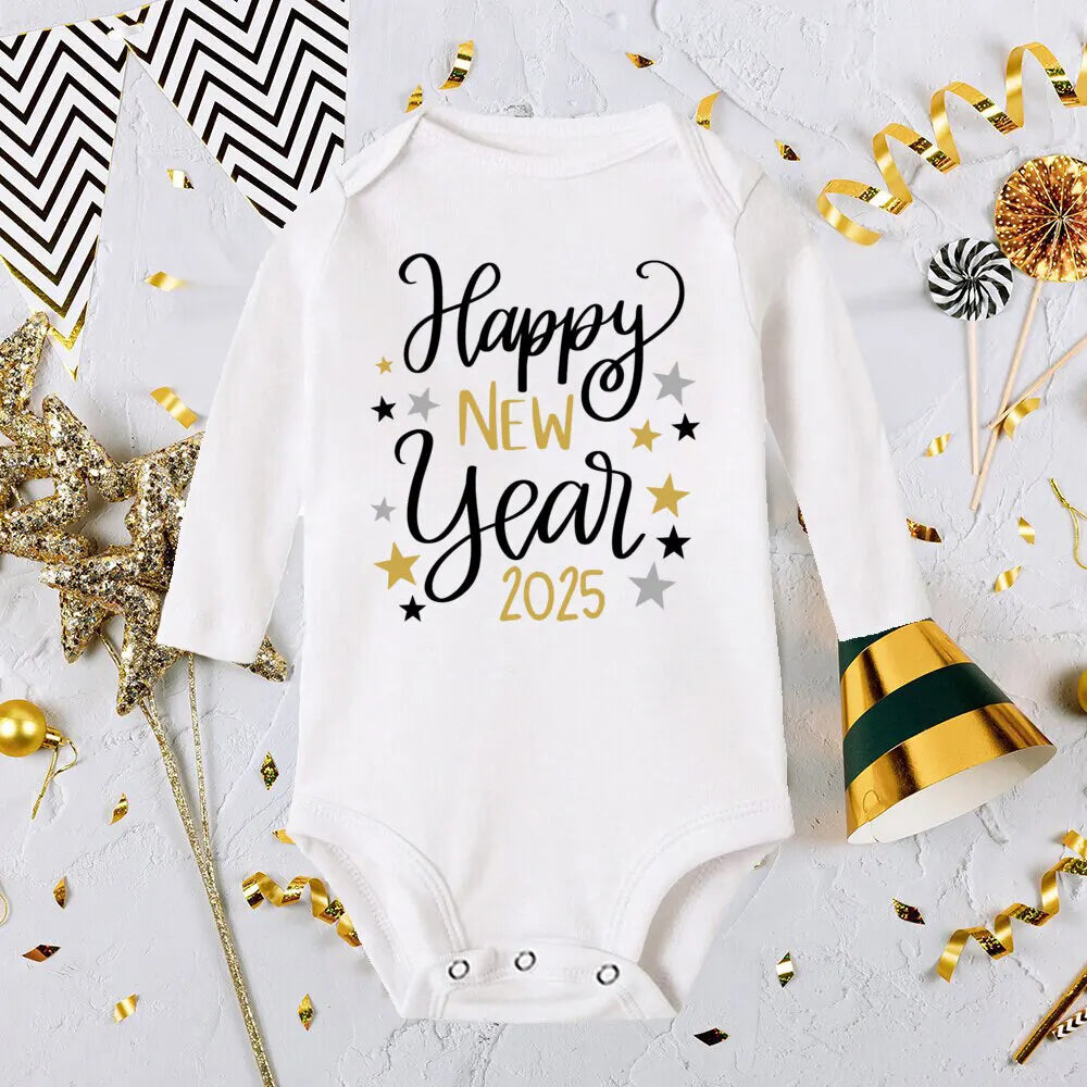 My 1st New Year Baby Boy Girl Long Sleeve Romper Fashion Casual Robe Ropa Newborn Baby Bodysuit New Year Holiday Best Gift