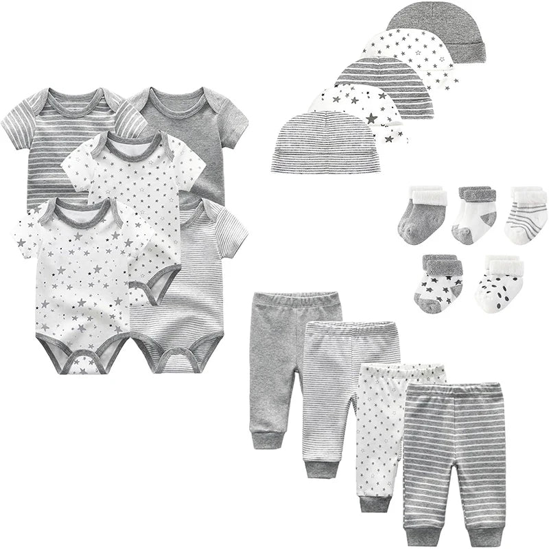 Unisex Baby Boy Girl Layette Sets Bodysuits Pants And Accessories 19 Packs Comfort Infant Outfit New Born Essentials