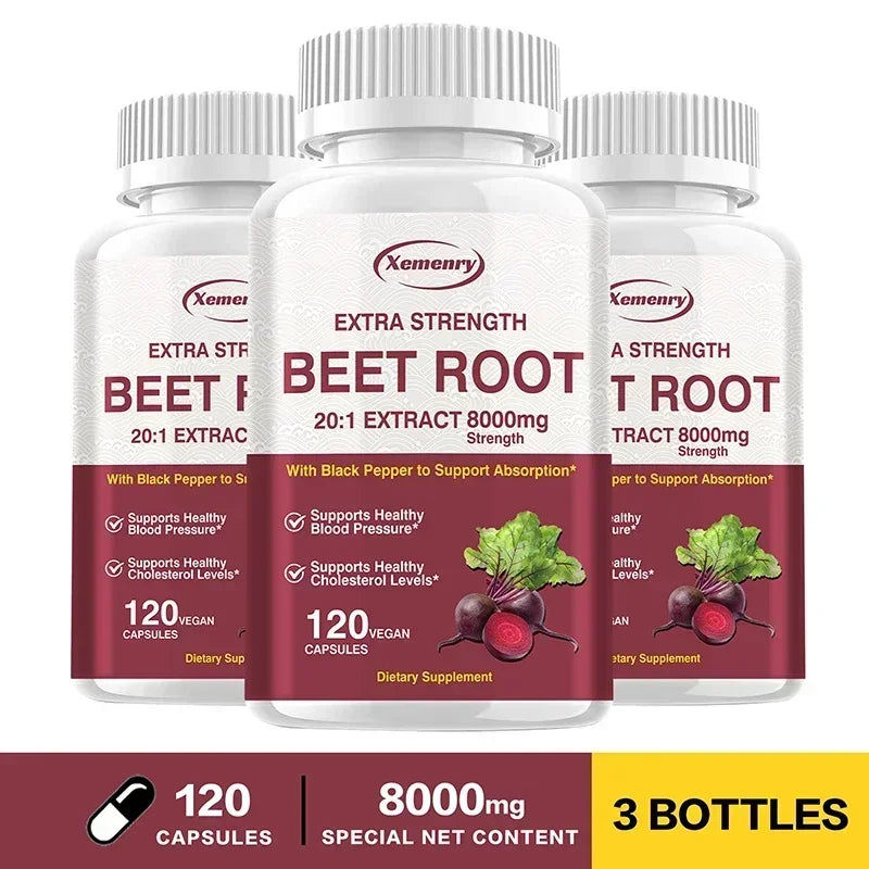 Beet Root Capsules - Natural Organic Stabilizer, Supports Healthy Blood Pressure, Enhances Immunity, and Improves Absorption