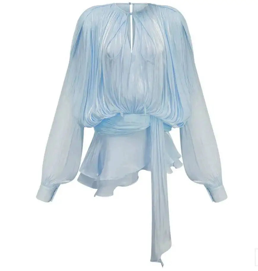 Beige Top Solid Blouse Mini Dresses For Women V Neck Long Sleeve Spliced Lace Up Sweet Style Dress Female Clothing Fashion  P7WI