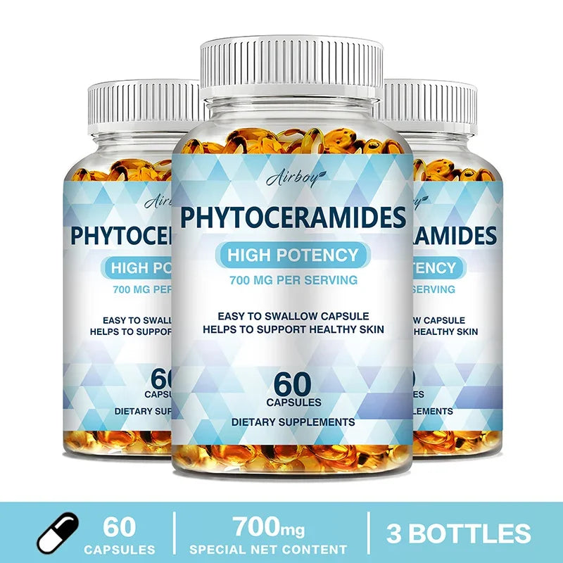 Phytoceramides Capsules - Natural Anti-Aging Skin & Hair Vitamins for Collagen Boost & Rejuvenation