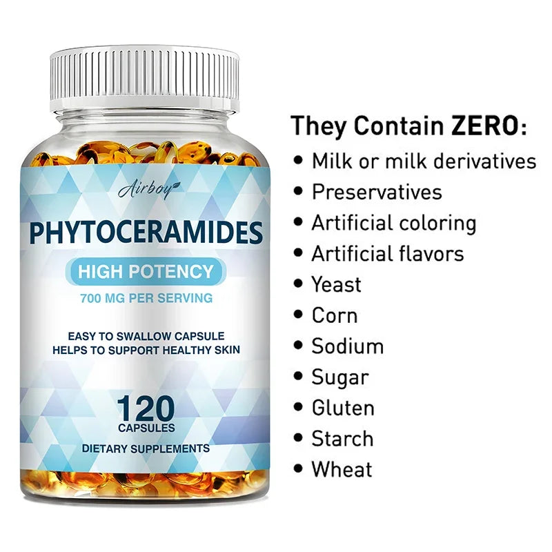 Phytoceramides Capsules - Natural Anti-Aging Skin & Hair Vitamins for Collagen Boost & Rejuvenation