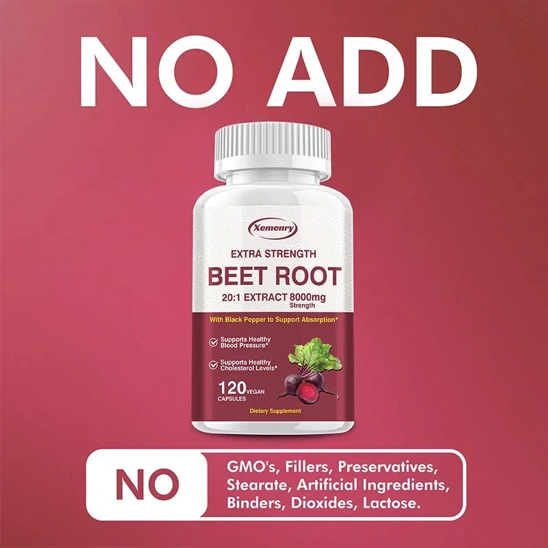 Beet Root Capsules - Natural Organic Stabilizer, Supports Healthy Blood Pressure, Enhances Immunity, and Improves Absorption