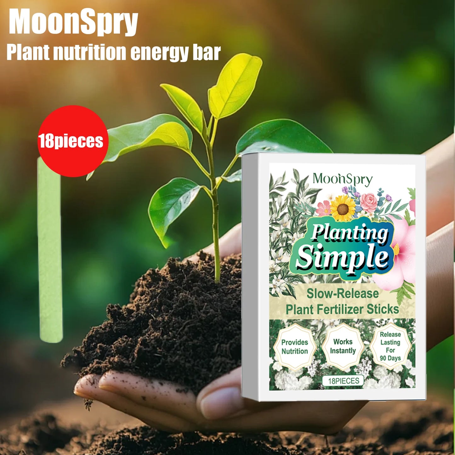 MOONSPRY 18 pieces Organic Plant Fertilizer Stick Indoor Potted Flower Nutrient Compound Food for Succulent Plant Nutrition Bar