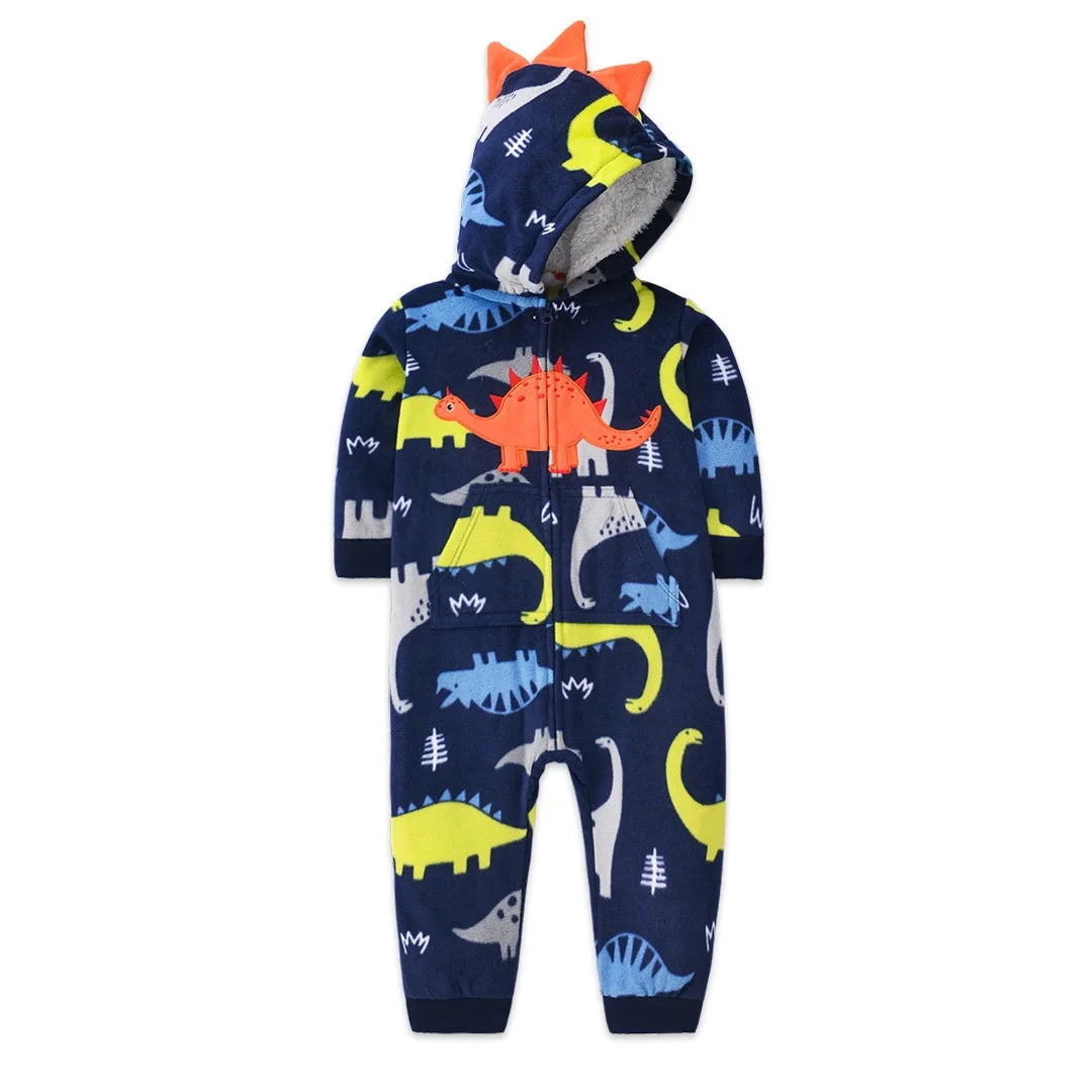 Newborn Infant Baby Boy Romper Winter Polar Fleece Hooded Long-Sleeve Style Warm Overalls Toddler Girls Jumpsuit Baby Clothes