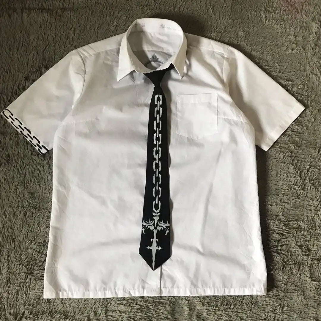 Y2K Black Shirt Affliction Retro T Shirt Harajuku Men Skull Holy Writ Letter Printing Tee Fashion Gothic Short Sleeves Tops