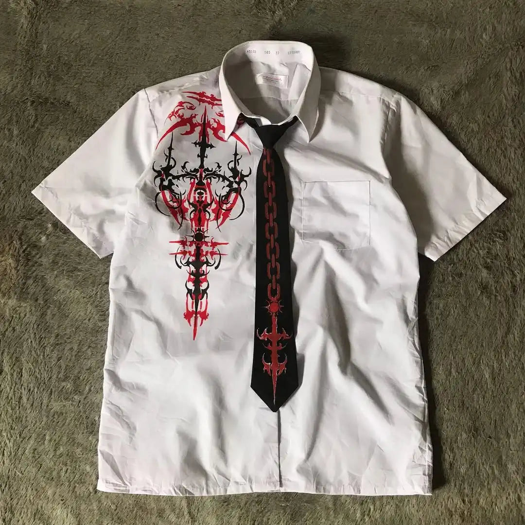 Y2K Black Shirt Affliction Retro T Shirt Harajuku Men Skull Holy Writ Letter Printing Tee Fashion Gothic Short Sleeves Tops