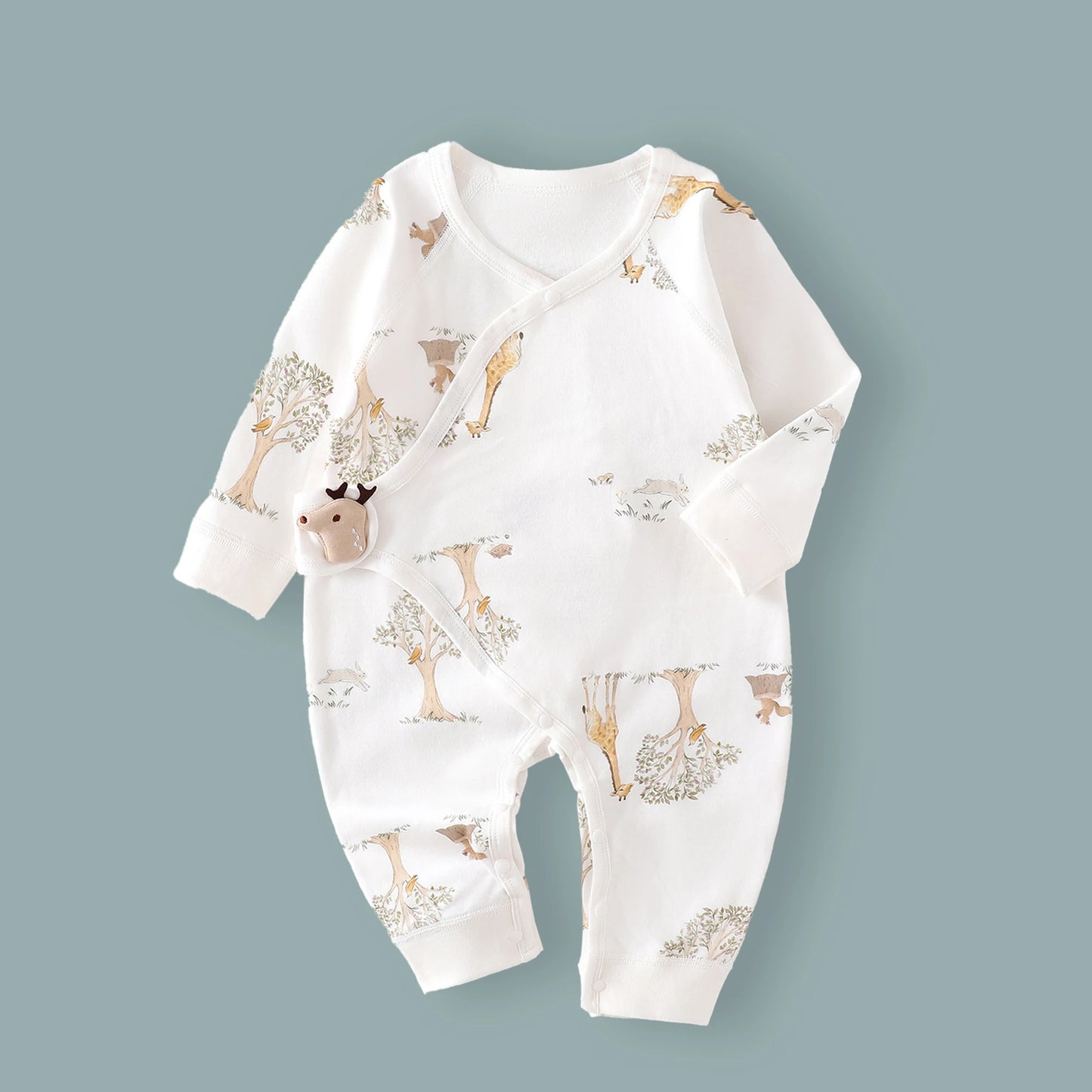 AYNIGIELL Spring Autumn Clothing New 0-6M Cotton Newborn Baby Girl Boy Romper Print Infant Jumpsuit Baby's Inner Clothing