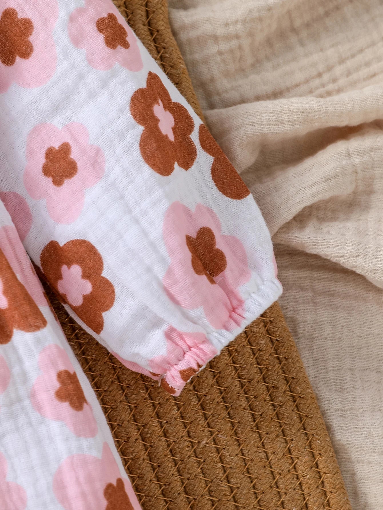Baby Girls Cotton Soft Spring/Fall Long Sleeve Print Floral With Bow Jumpsuit Honey Cute Clothes +Headband