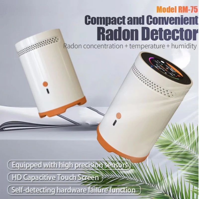 RM-75 Professional Continuous Radon Monitor Detector with Real-Time Data, Touch Screen Display, IP6X Waterproof & Alarm for Home