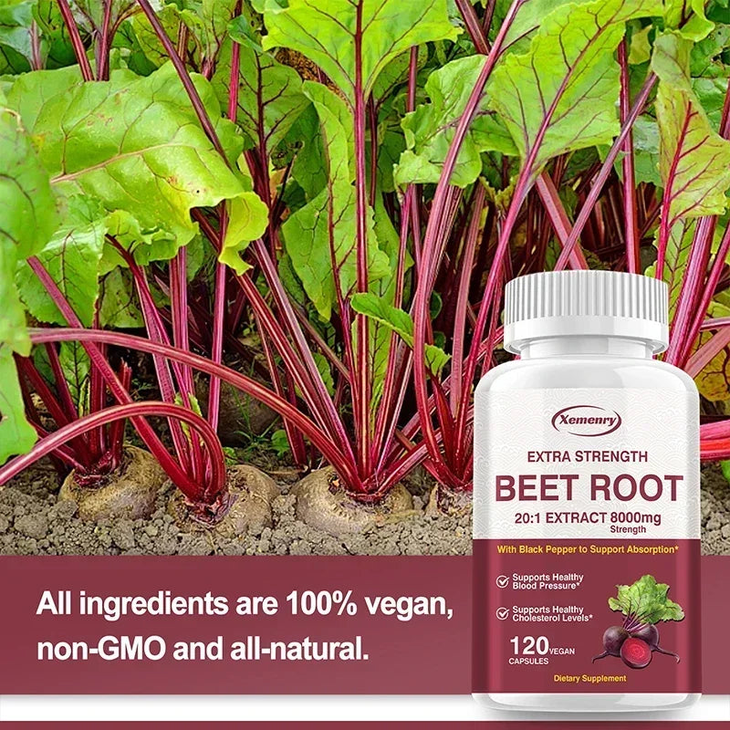 Beet Root Capsules - Natural Organic Stabilizer, Supports Healthy Blood Pressure, Enhances Immunity, and Improves Absorption