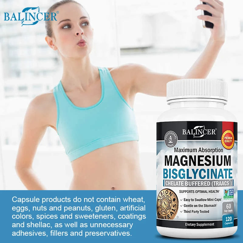 Magnesium Bisglycinate - Maximum Absorption - 100% Chelated, Muscle, Joint Health, Immune Support, 120 Capsules