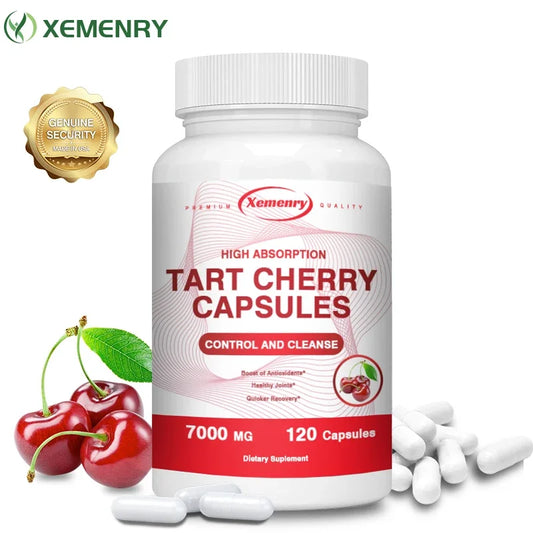 Tart Cherry Capsules - Promotes Joint Health, Relieves Pain, Promotes Natural Detoxification, Support Sleep & Joint Health