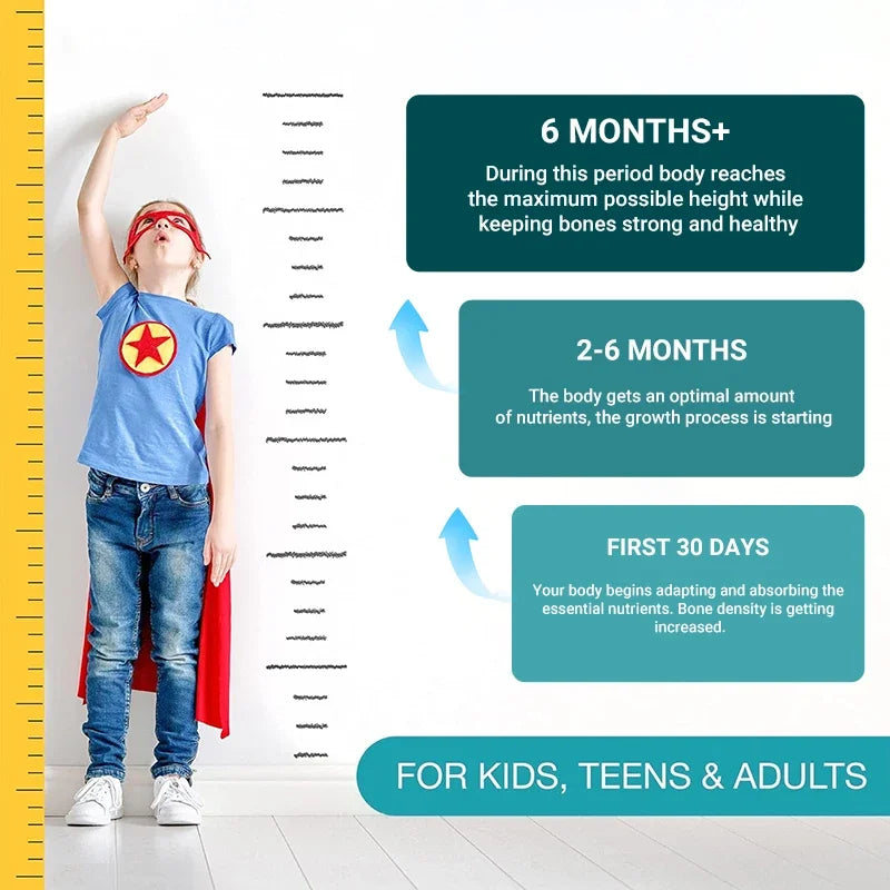 Height Gaining Supplement - Calcium L-Arginine Vitamin D3 Zinc Supplement - Promotes Bone Growth - Helps Natural Height Growth