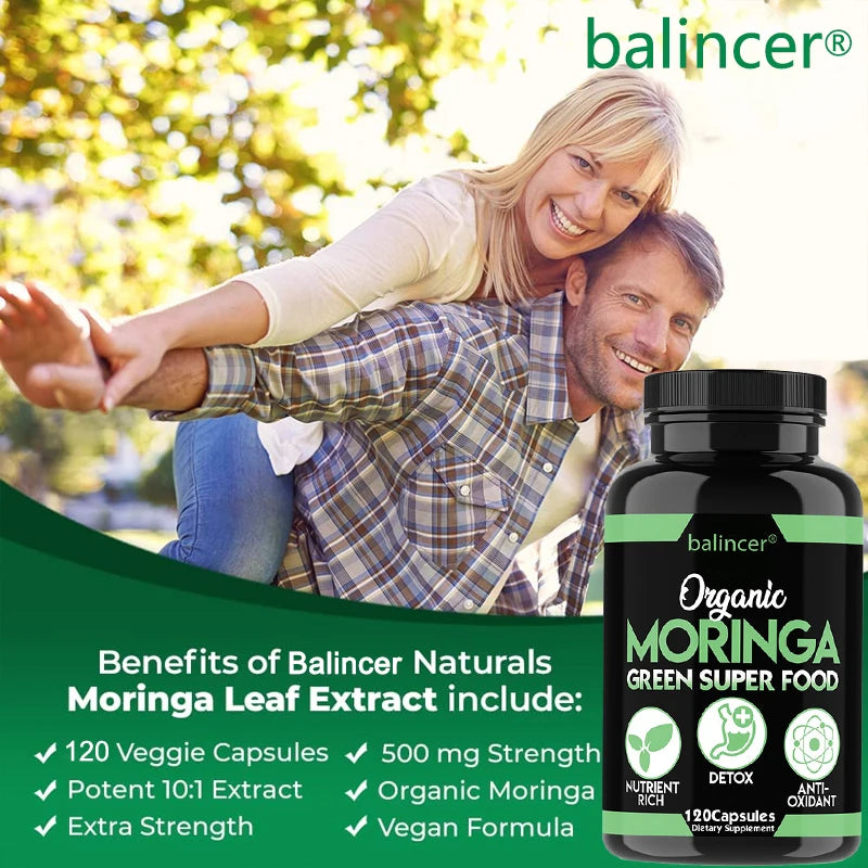 Organic Moringa Supplement - 500 mg, Antioxidant, Nutrient Rich, Supports Improved Immune System, Helps Fight Fatigue,
