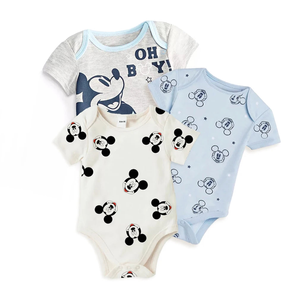 3Pcs Mickey Minnie Baby Boys Rompers Summer Spring Soft Cotton Baby Girls Climbing Clothes Newborn Bodysuits
