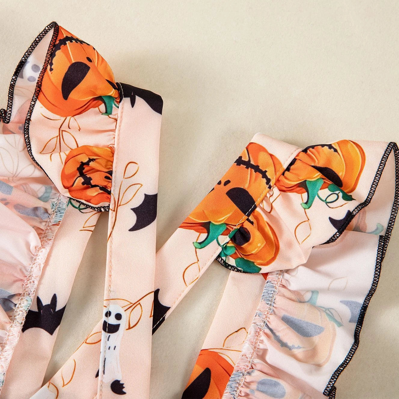 Pumpkin Infant Girl Halloween Dress Long Sleeves Orange Bodysuit Suspender Skirt with Double Bow Baby Girl My First Halloween