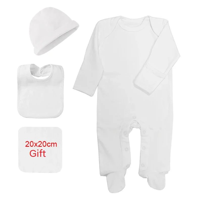 4 Pcs Cotton Newborn Baby Clothing Set Romper Bonnet Bibs Hospital Kit Sleepsuit Jumpsuit Growing One-Pieces Grows Nursery Roupa