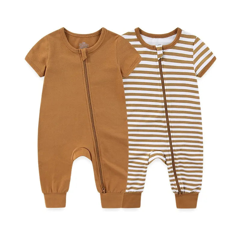 2 Pcs/Lot Simple Baby Unisex Short Sleeve Rompers 0-24 Months Baby Boy Girl Jumpsuits Spring Summer Infant Clothes