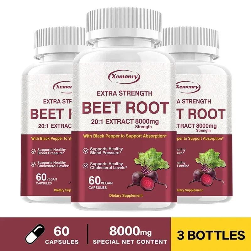 Beet Root Capsules - Natural Organic Stabilizer, Supports Healthy Blood Pressure, Enhances Immunity, and Improves Absorption