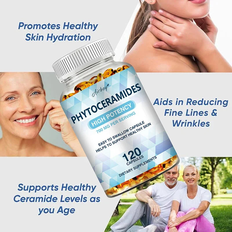 Phytoceramides Capsules - Natural Anti-Aging Skin & Hair Vitamins for Collagen Boost & Rejuvenation