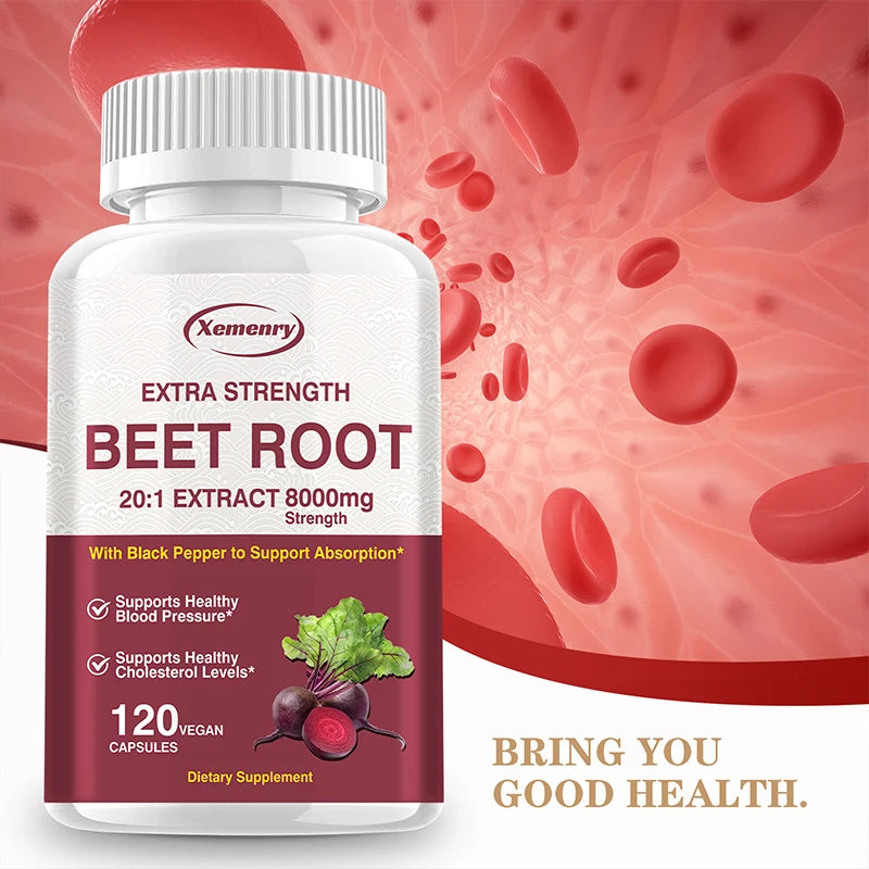 Beet Root Capsules - Natural Organic Stabilizer, Supports Healthy Blood Pressure, Enhances Immunity, and Improves Absorption
