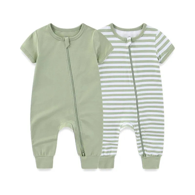 2 Pcs/Lot Simple Baby Unisex Short Sleeve Rompers 0-24 Months Baby Boy Girl Jumpsuits Spring Summer Infant Clothes