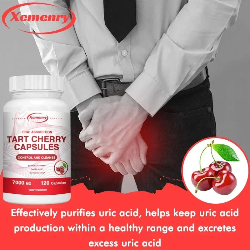 Tart Cherry Capsules - Promotes Joint Health, Relieves Pain, Promotes Natural Detoxification, Support Sleep & Joint Health