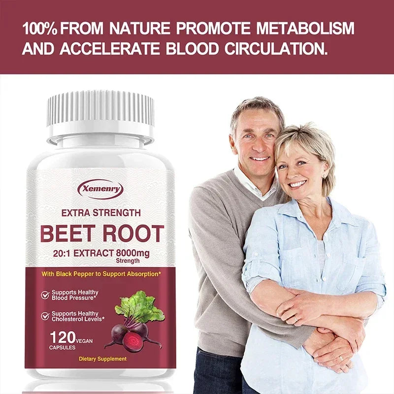 Beet Root Capsules - Natural Organic Stabilizer, Supports Healthy Blood Pressure, Enhances Immunity, and Improves Absorption