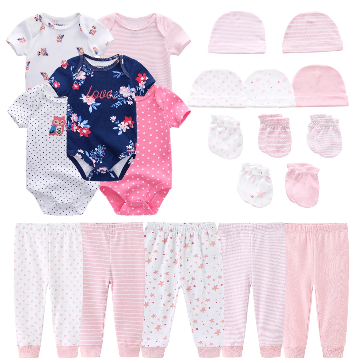 20-Pack Cartoon Cute Newborn Boy Girl Clothing Set Cotton Soft Baby Essential 0-12 Months Infant Outfits Spring Fall Clothes