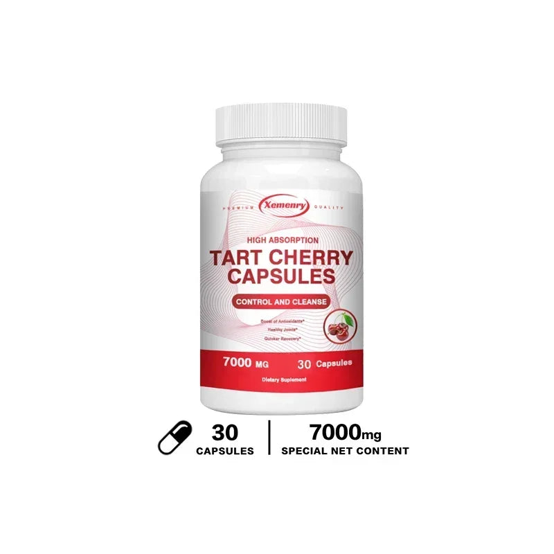 Tart Cherry Capsules - Promotes Joint Health, Relieves Pain, Promotes Natural Detoxification, Support Sleep & Joint Health