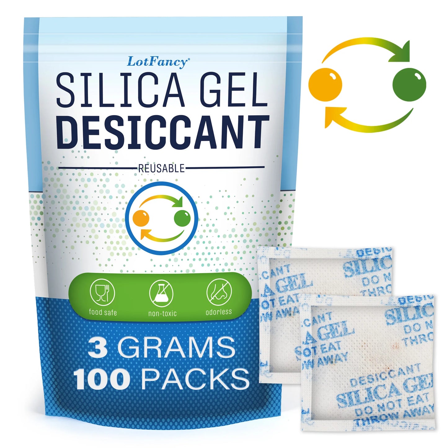 3g x100 Packs Package Non Toxic Silica Gel Desiccant Damp Kitchen Room Living Moisture Dehumidifier Absorber Bag