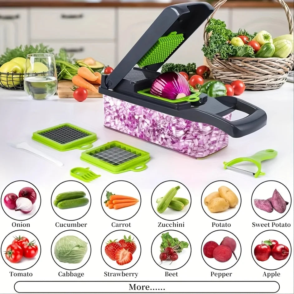 16-in-1 Vegetable Chopper, Professional Onion Chopper, Multifunctional Food Chopper, Kitchen Vegetable Slicer And Dicer, Vegetab