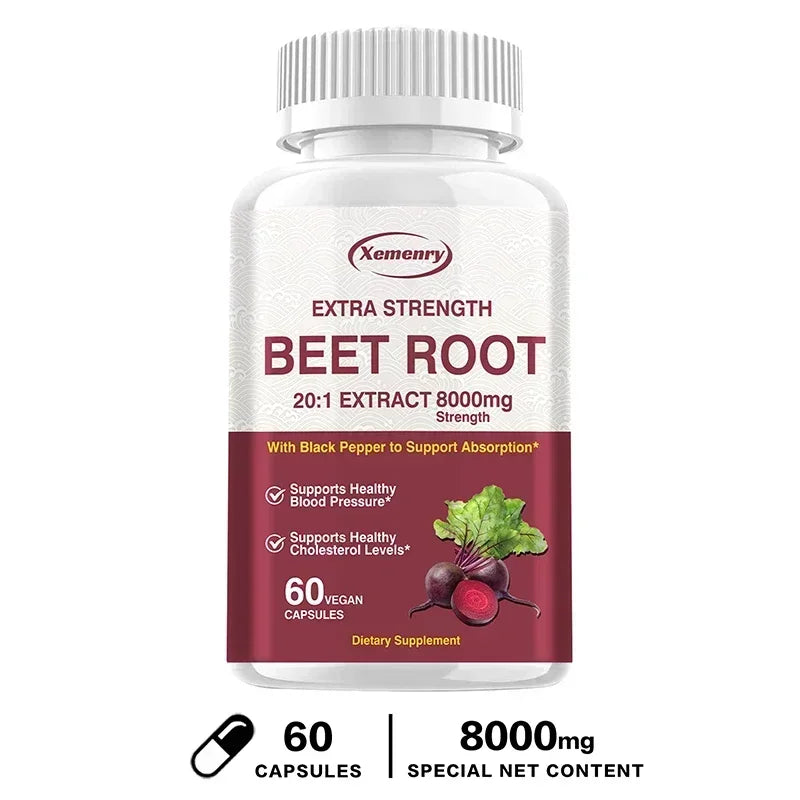 Beet Root Capsules - Natural Organic Stabilizer, Supports Healthy Blood Pressure, Enhances Immunity, and Improves Absorption