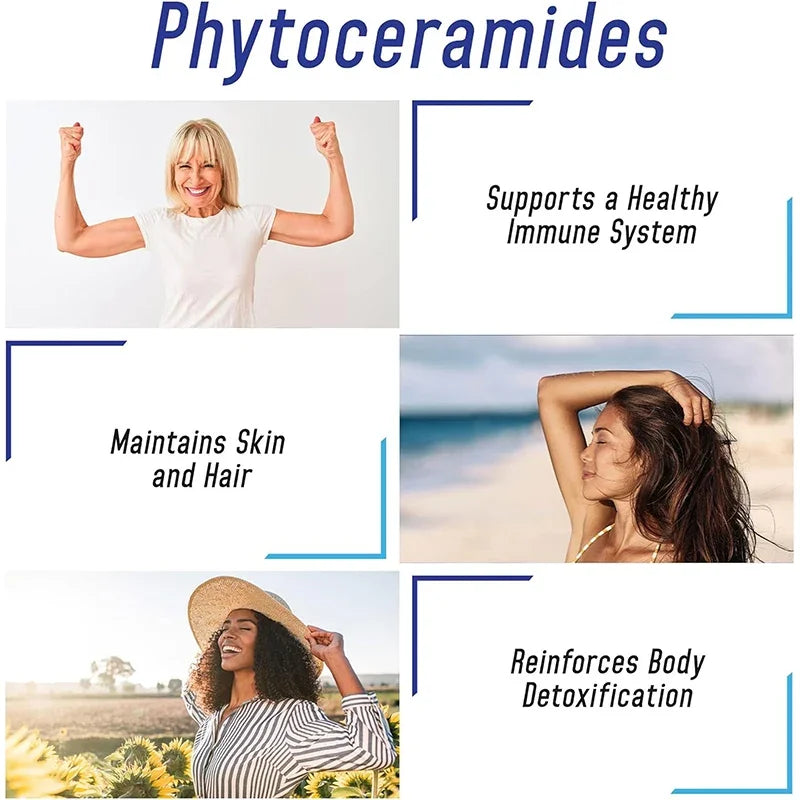 Phytoceramides Capsules - Natural Anti-Aging Skin & Hair Vitamins for Collagen Boost & Rejuvenation