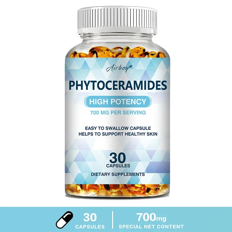 Phytoceramides Capsules - Natural Anti-Aging Skin & Hair Vitamins for Collagen Boost & Rejuvenation