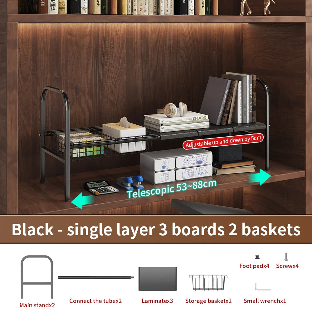 1 Set Multi-Use Kitchen Under Bathroom Sink Organizers - Expandable Cabinet Shelf Organizer Storage Rack With Removable Baskets