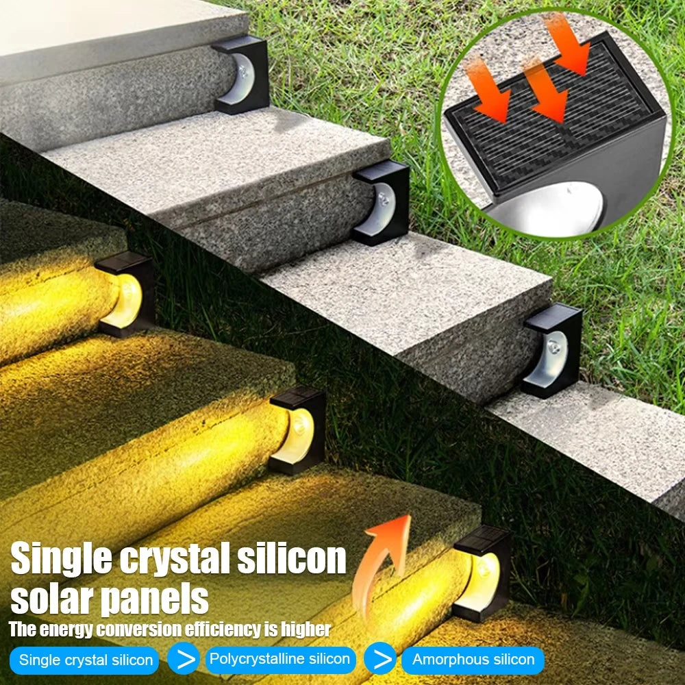LED Solar Step Lights Outdoor Solar Stair Lights Waterproof Solar Powered Fence Light Garden Wall Light Deck Front Porch Yard