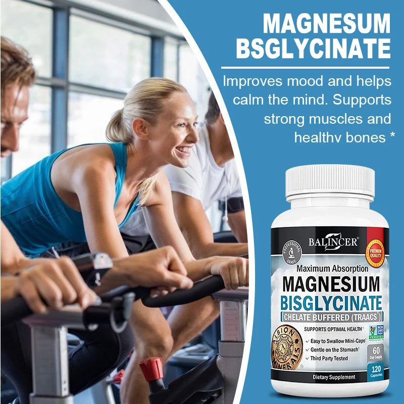 Magnesium Bisglycinate - Maximum Absorption - 100% Chelated, Muscle, Joint Health, Immune Support, 120 Capsules