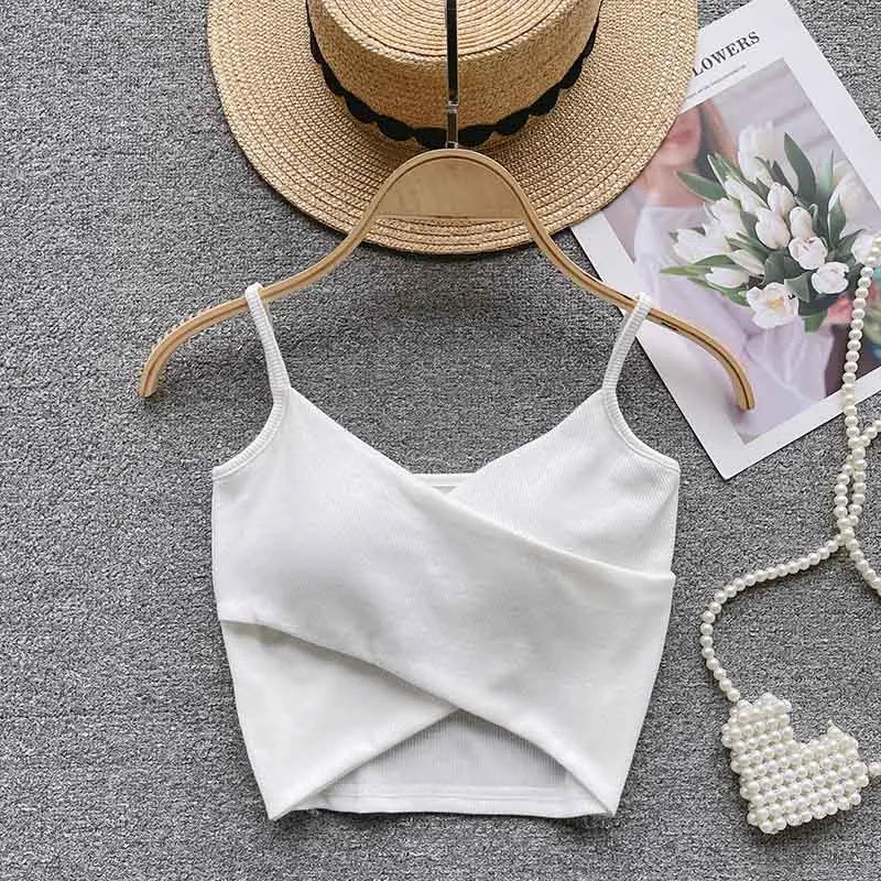  Irregular Casual Sport Camisole Women Strap Design Solid Fashion 2025 Y2K Elegant Ladies Chic Slim Tank Tops