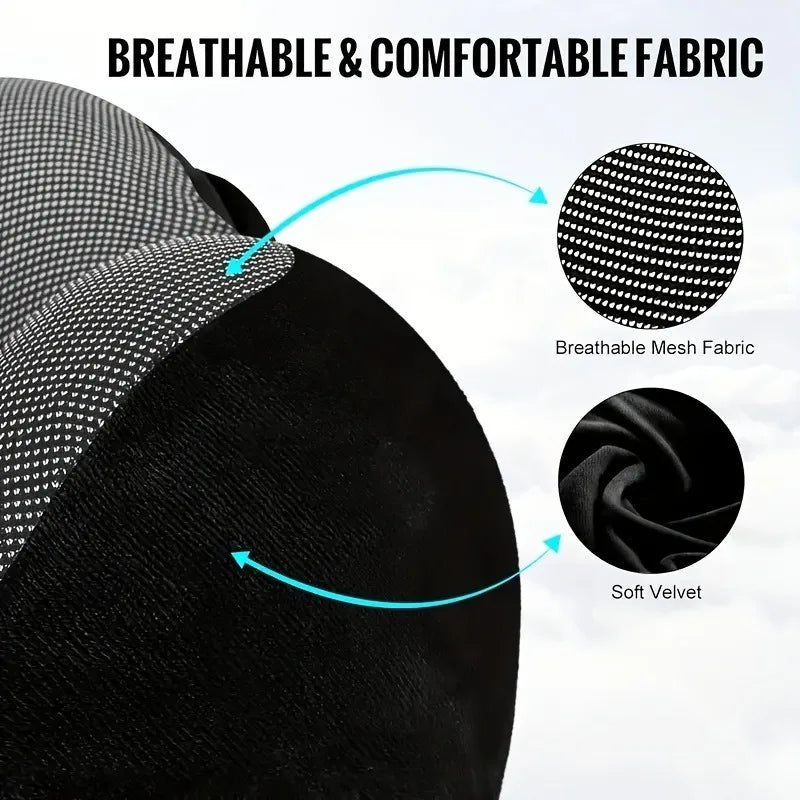 Memory Foam Hooded U-Shaped Travel Pillow with Detachable Cover Portable Neck Support for Airplane Office Nap Car and Home Use