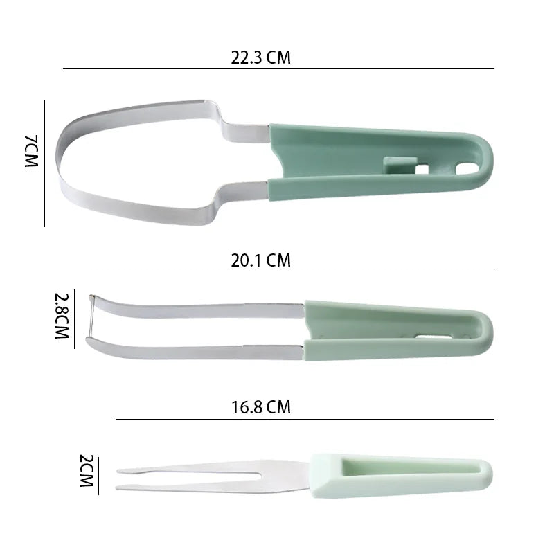 3-in-1 Stainless Steel Melon Cutter Slicer Watermelon Scoop Corer Slicer Fruit Melon Knife Creative Kitchen Tools