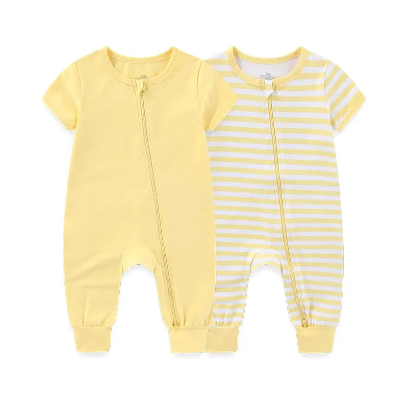 2 Pcs/Lot Simple Baby Unisex Short Sleeve Rompers 0-24 Months Baby Boy Girl Jumpsuits Spring Summer Infant Clothes