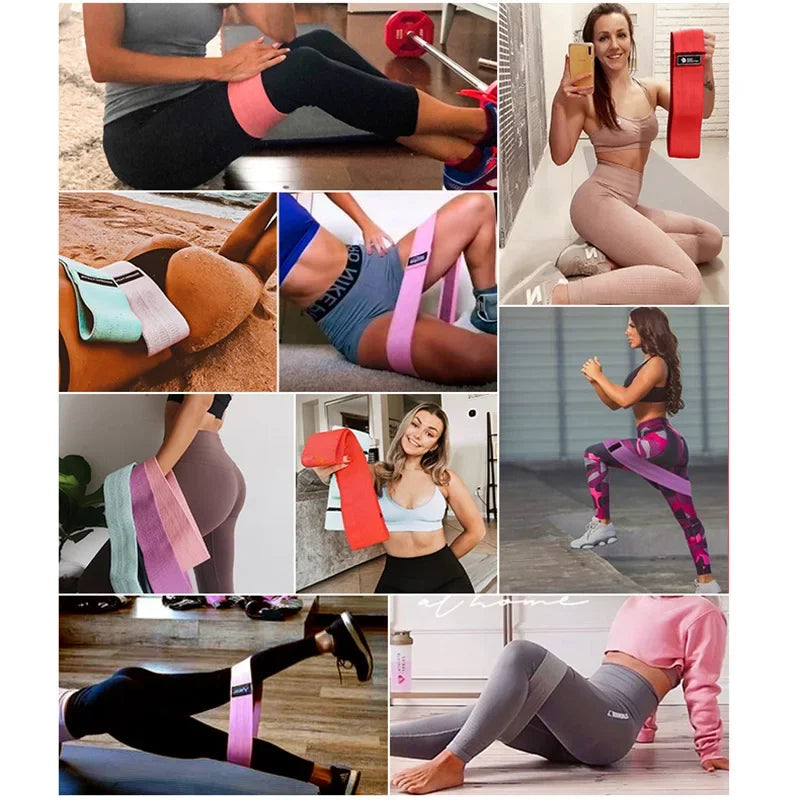 Fabric Resistance Hip Booty Bands Glute Thigh Elastic Workout Bands Squat Circle Stretch Fitness Strips Loops Yoga Gym Equipment