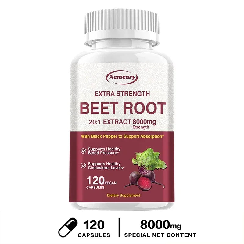 Beet Root Capsules - Natural Organic Stabilizer, Supports Healthy Blood Pressure, Enhances Immunity, and Improves Absorption