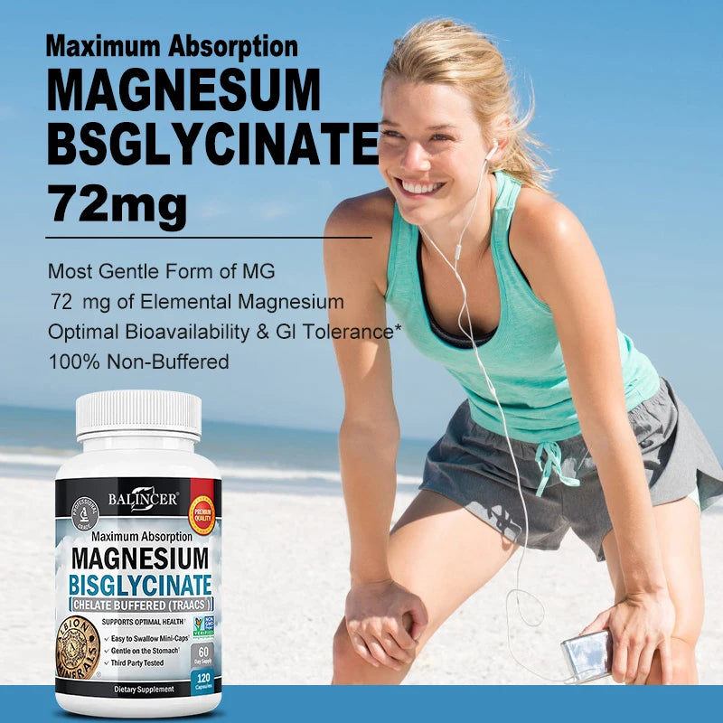 Magnesium Bisglycinate - Maximum Absorption - 100% Chelated, Muscle, Joint Health, Immune Support, 120 Capsules